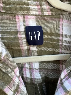 GAP Olive Green Plaid Button-Up Shirt thumbnail 2