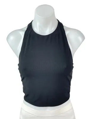 Alice + Olivia Rydel Black Sleeveless Gym Athletic Activewear Crop Tank Top S/M thumbnail 1