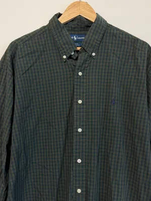 Ralph Lauren Plaid Oversized Button Down Shirt Size Large XL Women’s Green Blue thumbnail 4