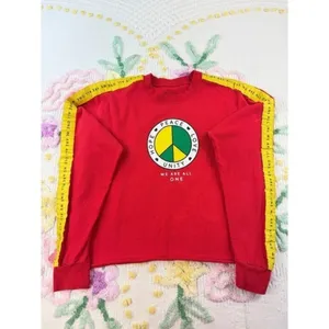 Mighty Fine Red Peace Love Unity S Crewneck Long Sleeve Crop‎ Top Women S thumbnail 2