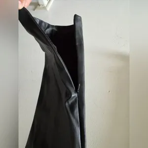Zara Black Faux Leather‎ Skinny Pants Zipper Split Bottom thumbnail 4