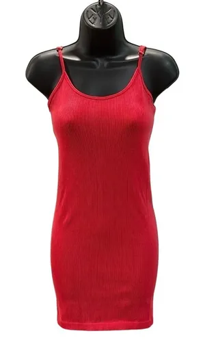 Forever 21‎ Red Ribbed Bodycon Mini Dress Sleeveless Spaghetti Strap Women Small thumbnail 1
