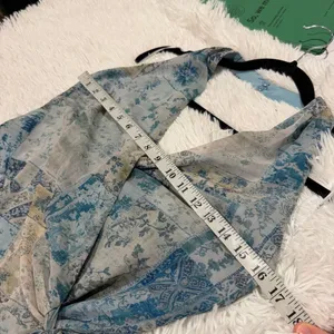NEW Lulu’s Francine Multi Boho Print Halter Midi Dress in Blue Medium thumbnail 4