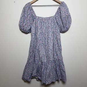 Uniqlo Women Mini Dress XS Ditsy Floral Cottage Tiered Babydoll Purple‎ Wedding thumbnail 9