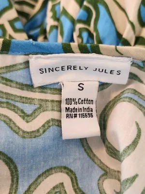 Sincerely Jules Blue and Cream Print Mini Dress Size Small Wedding Guest Dress thumbnail 9
