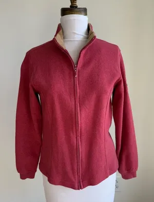 PETER MILLAR RED ZIP UP FLEECE SWEATER FOX PATCH SIZE MEDIUM thumbnail 1