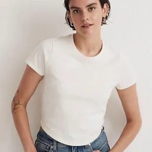 Madewell Ladies Crewneck Dart TEE Slight Crop Heavy Weight Olive Size XS thumbnail 1