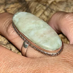 Citrine Quartz Ring Size 8 1/4 Green thumbnail 1