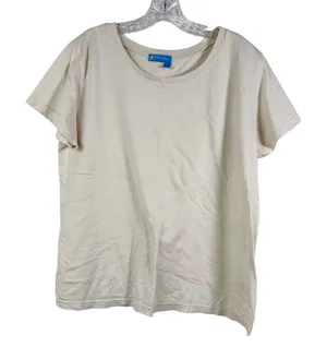 Fresh Produce Womens XL Cream Cotton Short‎ Sleeve T-Shirt Made in USA thumbnail 1