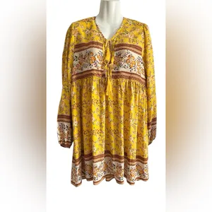 R.Vivimos Womens Long Sleeve Floral Casual Print Cotton Mini Tunic Dress thumbnail 2
