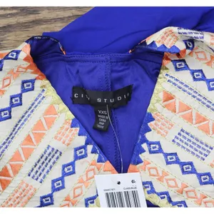 NWT City Studios Juniors Embroidered Handkerchief-Hem Shift Dress 2XS Blue thumbnail 7