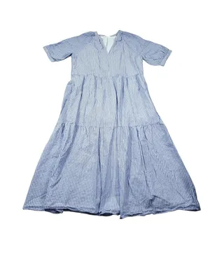 Everlane The Farmers Market Dress Blue White Stripe Size Small Organic Cotton thumbnail 2