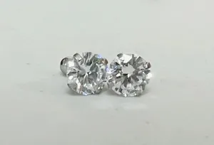 Silver Diamond Stud Post Earrings Jewelry 💎 thumbnail 1