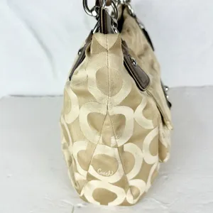 Coach Kristen Signature Op Art Hobo Purse Sateen Zip Top thumbnail 3