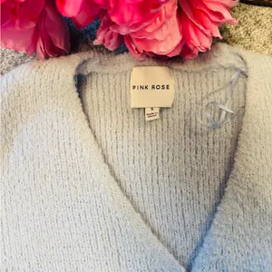Pink Rose Women's Soft Blue V-Neck Sweater thumbnail 3
