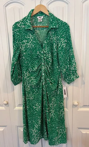DKNY green and white floral dress size 10 thumbnail 1