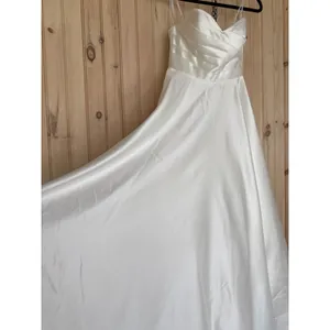 NWT Lulus Khalida White Satin Pleated Strapless Gown Wedding Bridal Dress Sz S thumbnail 6