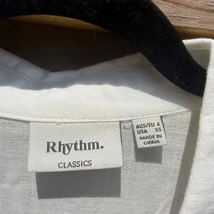 Rhythm Classics Women White Linen Blend Short Sleeve Button Down Shirt XS thumbnail 3
