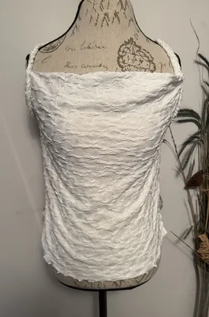 Free‎ People Mykonos Top Women XS White Strappy Textured Cowl Neck Scooped Hem thumbnail 1