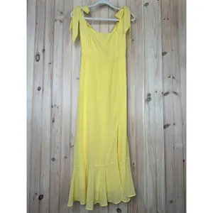 NWT Lulus Summer Invite Yellow Tie-Strap Tiered Midi Dress Ruffled Gala Size M thumbnail 2