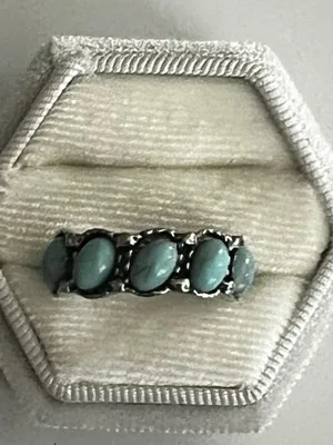 Boho/Vintage Distressed Design Faux Turquoise Ring Size 6 NWT thumbnail 2