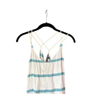 Natural Reflections Womens Striped Maxi Dress‎ Teal Pink Rope Straps Size Small thumbnail 2
