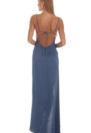Satin Ruffle Maxi Dress Lucy in the Sky thumbnail 2