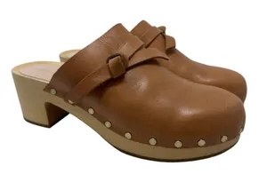 Loeffler Randall‎ Roberta Low-Heel Clogs Cognac Leather Brown Tan Size 5.5 thumbnail 1