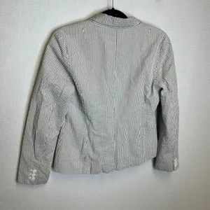 Gap Womens Grey White Seersucker Striped Cotton Blazer Jacket Size 10 thumbnail 3
