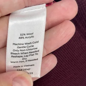 Talbots‎ Large Pink Burgundy Rugby Striped Wool Blend V-Neck Polo Sweater NWT thumbnail 4