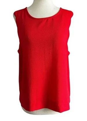 Monteau Red Sleeveless Blouse Women Top Size Large | 58-17 thumbnail 1
