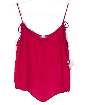 Intimately Free People | Crossroads Tie-Strap Cami Sandy Hot Pink Rayon Tank NWT thumbnail 1