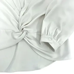 Amanda Uprichard Keely Twist Front Long Sleeve Crepe Blouse Ivory White Size S thumbnail 7