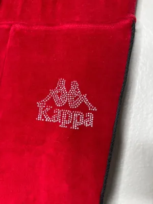 Kappa Womens Red Velour banda Rhinestone Logo Track Pants Size L thumbnail 4