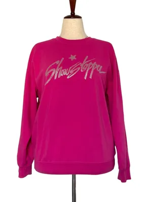 Showstopper Pink Crew Neck Pullover Sweatshirt Sz M Logo Graphic Print Fleece thumbnail 1