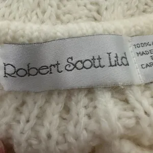 Vintage Robert Scott Ltd Cable Knit Button Cardigan Cream Sweater‎ Sz 34 Cottage thumbnail 6