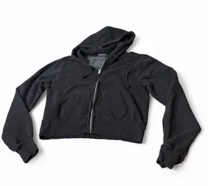 Brandy Melville Black Cropped Hoodie Zip-Up thumbnail 2
