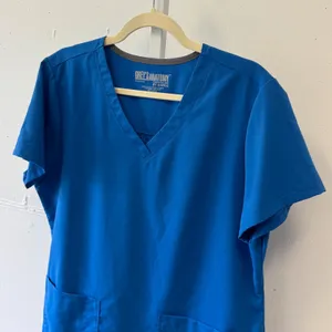 Greys Anatomy by Barco Blue V-Neck Scrub Top Womens Large 2-Pocket RN 50681 thumbnail 4