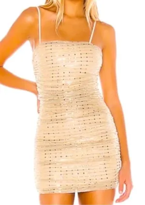 SUPERDOWN ruched naya mini dress in gold thumbnail 1