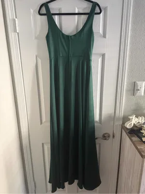 David's Bridal Celebrate Crepe-Back Satin Scoop Tank Dress Juniper Size 6 thumbnail 6