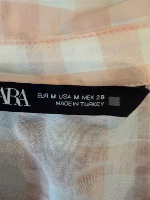 Zara Lightweight Pink Plaid Oversized Button Down Shirt - Medium - C30-044 thumbnail 2
