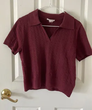 Maroon Short Sleeve Sweater Olive+Oak thumbnail 1
