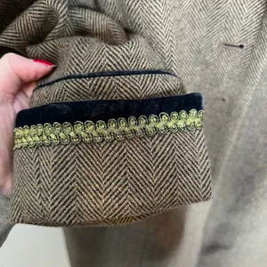 Soft Surroundings brown black herringbone metallic velvet accent coat wool small thumbnail 7