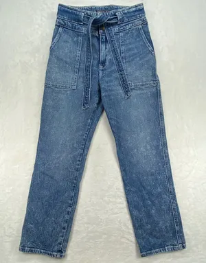 Abercrombie & Fitch Ultra High Rise Straight‎ Jeans Belted Size 27/4R thumbnail 1