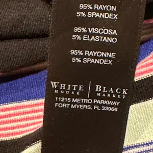 White House Black Market strapless Black Multi Color Stripes Slits Both Side SZ thumbnail 9