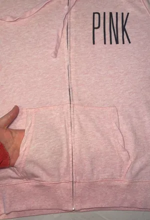 Victoria's Secret PINK Lightweight Light Pink Perfect Zip Hoodie Size Medium EUC thumbnail 7