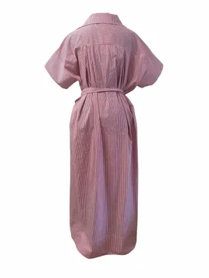 Elan Red & White Stripe Short Sleeve Midi Dress(Size Large) thumbnail 3