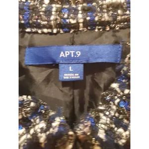 Apt 9 Blue Metallic Tweed Dressy Jacket New Women Size L Zip Snap Office thumbnail 7