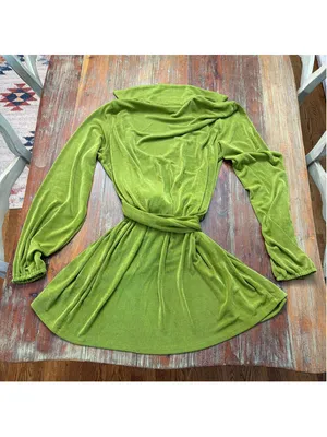 ⁠Princess Polly Olive Chartreuse Slinky Wrap Shirt Dress Collar Long Sleeve US 2 thumbnail 10
