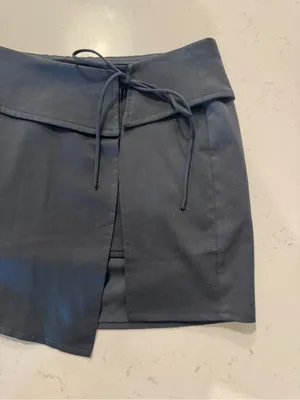 White Fox Gray Wrap Mini Skort XS Tie Waist Lined Chic thumbnail 3